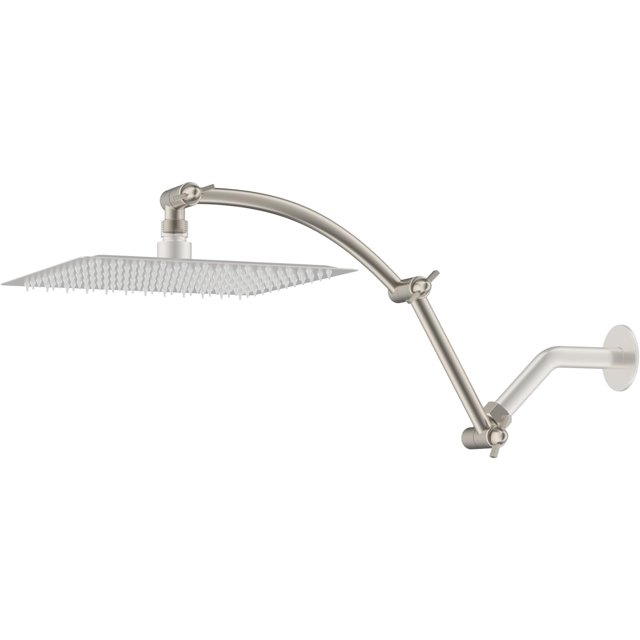 Hibbent Shower Head Extension Arm,16" Solid Brass Adjustable Extender