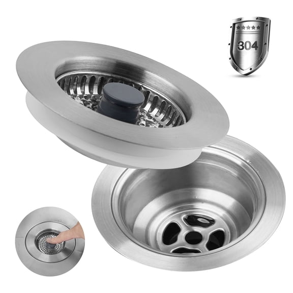 CADOVE Universal 3-in-1 Kitchen Sink Drain Strainer Stainless Steel Pop-Up Stopper, Anti-Clogging Designed for US Standard 3-1/2" Drains