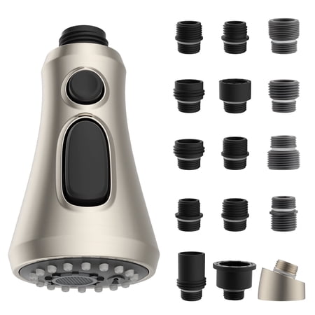 CADOVE Pull-Down Spray Head for Kitchen Faucet, 3-Function, Brushed Nickel, Compatible with Moen, Delta, Kohler