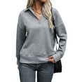thumbnail image 1 of Hibeli Women Collared V Neck Drop Shoulder Long Sleeve Textured Top, 1 of 7