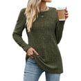 thumbnail image 1 of Hibeli Women Crew Neck Long Sleeve Ribbed Slim Fit Solid Color Top, 1 of 7