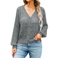 thumbnail image 1 of Hibeli Women Crochet Cut Out Cardigan Button Down Long Sleeve Crop Knit Cardigan, 1 of 5