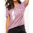 thumbnail image 1 of Hibeli Women Feather Bird Print T-shirt Short Sleeves Graphic Tee Shirt, 1 of 7