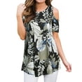 thumbnail image 1 of Hibeli Women Floral Paisley Print Summer T Shirts Cold Shoulder Tunic Top Blouse, 1 of 7