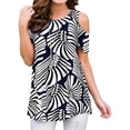 thumbnail image 1 of Hibeli Women Floral Paisley Print Summer T Shirts Cold Shoulder Tunic Top Blouse, 1 of 7
