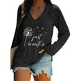 thumbnail image 1 of Hibeli Women Just Breathe Dandelion Graphic Print V Neck Long Sleeve Top, 1 of 2