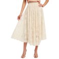 thumbnail image 1 of Hibeli Women Lace Mesh Elastic Waist Solid Color Mid Length Skirt, 1 of 7