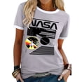 thumbnail image 1 of Hibeli Women Nasa Letter Tee Shirts Letter Print Contrast Color Retro T-shirts, 1 of 6