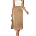 thumbnail image 1 of Hibeli Women Satin High Waisted Zippered Solid Color A-Line Skirt, 1 of 7