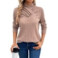 thumbnail image 1 of Hibeli Women Solid Color Button Heap Collar Long Sleeve Ribbed Knitwear Sweater, 1 of 7