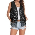 thumbnail image 1 of Hibeli Women Sparkly Sequin Fringed Trim Sleeveless Solid Color Cover-Ups, 1 of 8