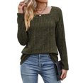 thumbnail image 1 of Hibeli Women Square Neck Long Sleeve Ribbed Slim Fit Solid Color Top, 1 of 7