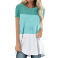 thumbnail image 1 of Hibeli Women Summer Contrast Color Tunic Tops Round Neck Short Sleeves Color Block Tunic Top Shirt, 1 of 4