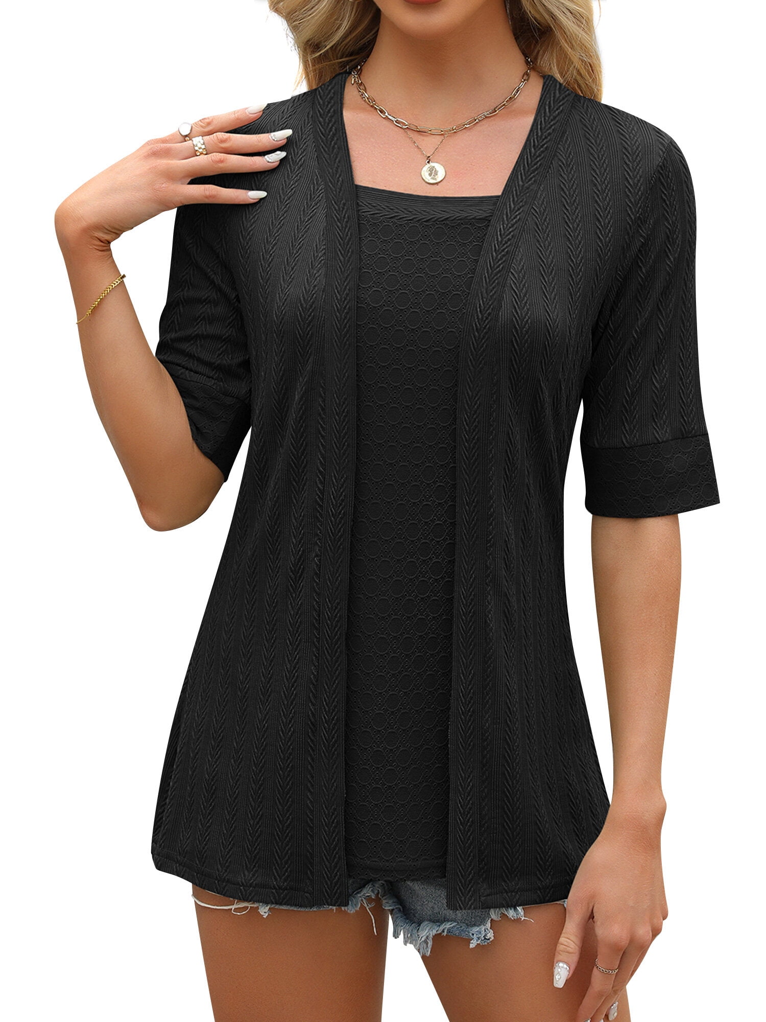 Fashion Hollow Half Sleeve Casual Tops