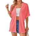 thumbnail image 1 of Hibeli Women's Open Front Short Sleeve Beach Cover-Up Cardigan, 1 of 3