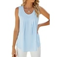 thumbnail image 1 of Hibeli Women's Scoop Neck Sleeveless Pleated Front Solid Color Tank Top, 1 of 7