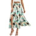 thumbnail image 1 of Hibeli Womens Tie Front Elastic Waist Slit Long Skirt Tropical Leaf Printed Flowy Maxi Skirts With Pockets, 1 of 8
