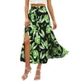 thumbnail image 1 of Hibeli Womens Tie Front Elastic Waist Slit Long Skirt Tropical Leaf Printed Flowy Maxi Skirts With Pockets, 1 of 8