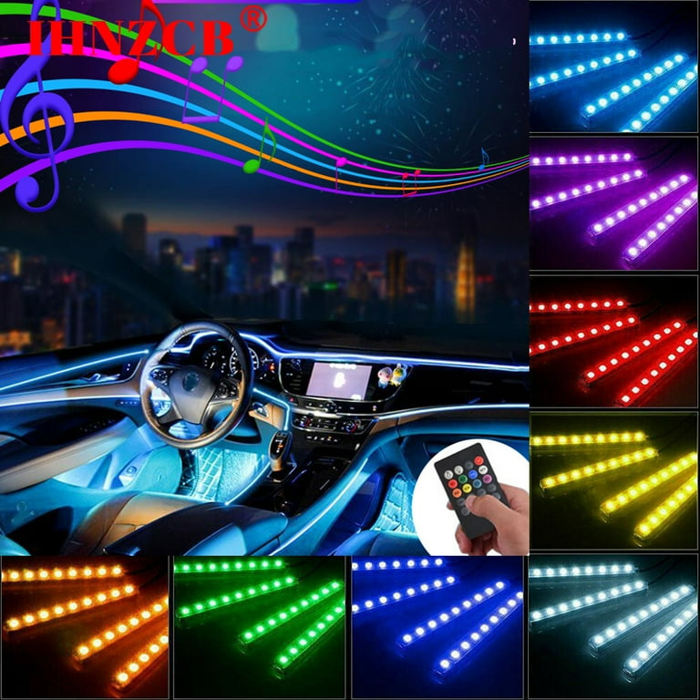Ihnzcb 4 RGB LED Light Strip for Cars Inside Car Lighting Interior Glow Color Music Control Size 48LED Strip Other