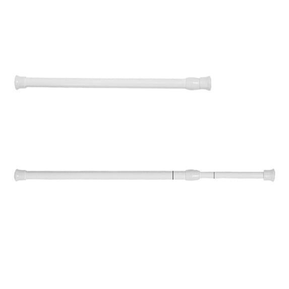 Extendable Shower Rod HIBIBUD White Shower Curtain Rod, Adjustable Spring Tension Pole ...