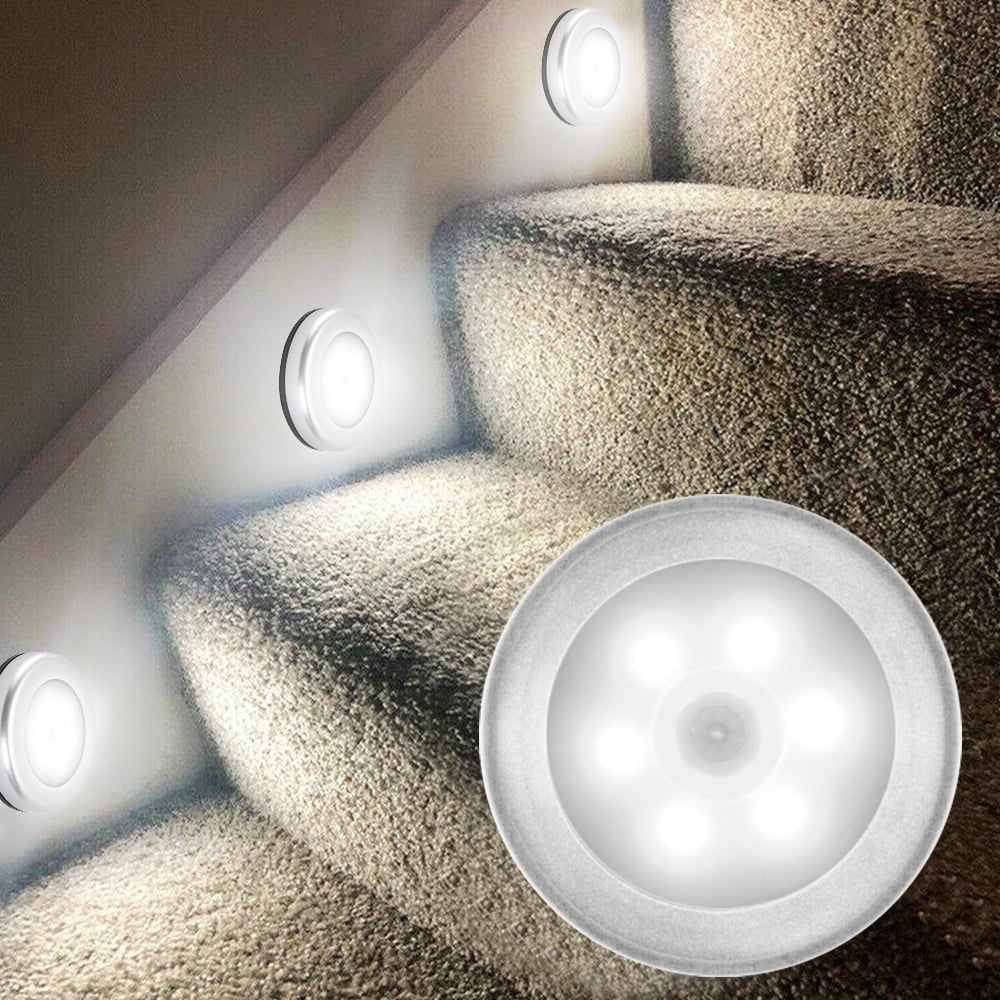 Hibibud Willstar 6 LED Motion Sensor Night Lights Cordless Closet Light Battery Powered Puck Light Stick Anywhere Wall Lamps