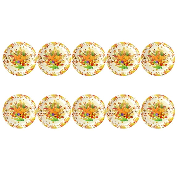 Hibiscsu 10PCS Thanksgiving Dinnerware,9 inch Disposable Paper Plates,Maple Leaf and Pumpkin Plates Napkins Cups for Fall Thanksgiving Birthday Wedding Party Supplies