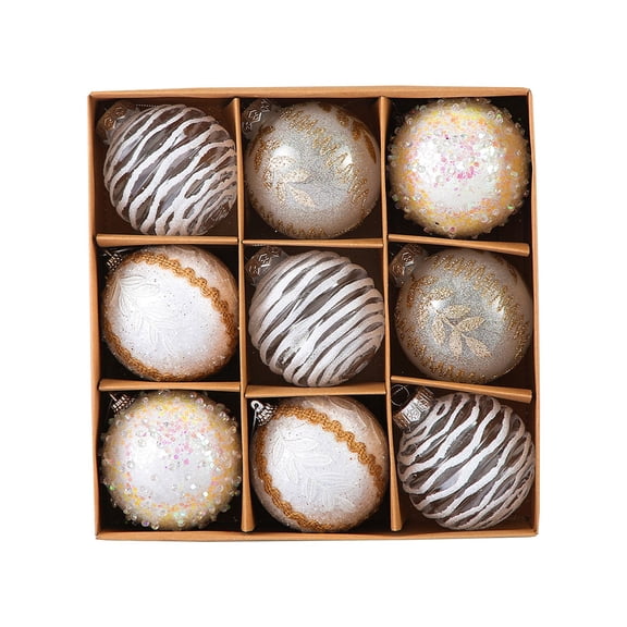 Hibiscsu 9 pcs Christmas Ball Ornaments - White Christmas Ornaments Decorations | Xmas Tree Shatterproof Ornaments with Hanging Loop for Holiday, Wreath and Party Decorations