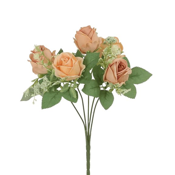Hibiscsu Artificial Mini Rose Bouquet Bridal Flower Bouquets Fake Roses Silk Roses for Home Office Garden Parties Wedding Christmas Decoration