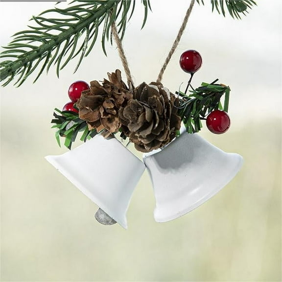 Hibiscsu Christmas Bells Decor,Christmas Bells Metal Gold Bell Ornaments with Jute Hanging Rope Hanging Door Bell Rustic Christmas Bells for Door Tree Wearth Decorations(2 Bells)