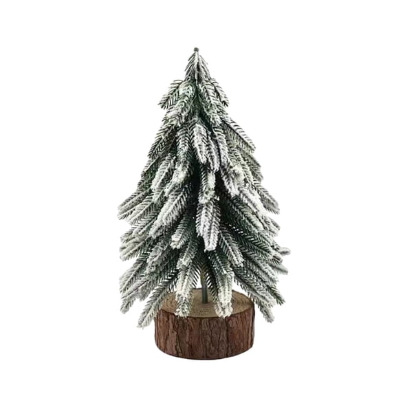 Hibiscsu Desktop Miniature Christmas Trees Mini Pine Tree with Snow and Wood Base for Xmas Holiday Party Home Tabletop Decor