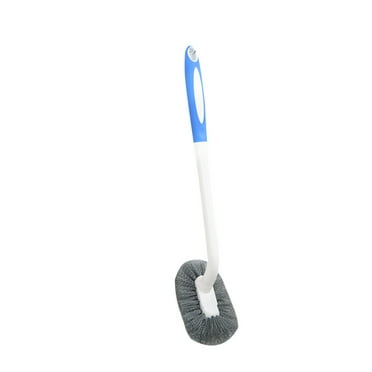 Hibiscsu Toilet Bowl Brush Holder Set: Deep Cleaning Silicone Toilet Cleaner Scrubber Under Rim with Curved Bristle for Bathroom Dead Corner Clean - Modern Toilet Decorative Accessories - Blue
