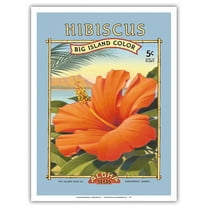 Hibiscus - Aloha Seeds - Big Island Seed Company - Big Island Color - Vintage Seed Packet by Kerne Erickson - Master Art Print (Unframed) 9in x 12in
