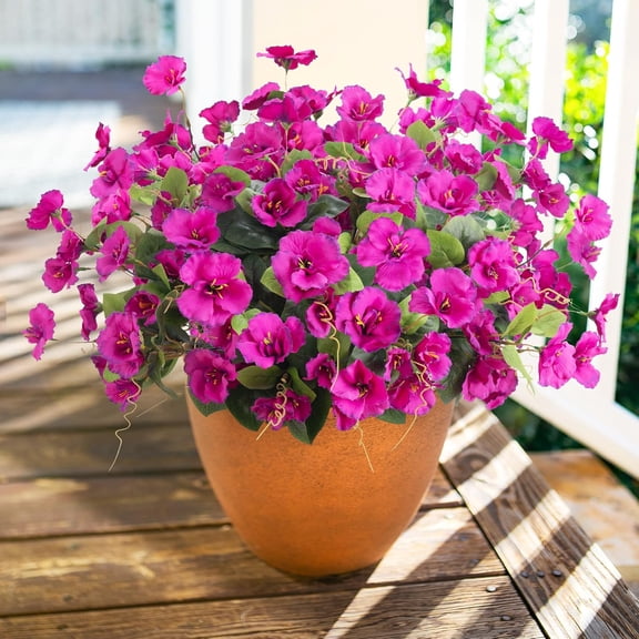 Hibiscus Artificial Flowers Plants for Outdoors Decoration, 6 Bundles Silk Hibiscus Tropical Flowers Artificial Realistic UV Resistant Fake Flower for Outside Planter Porch Patio Balcony, Yellow