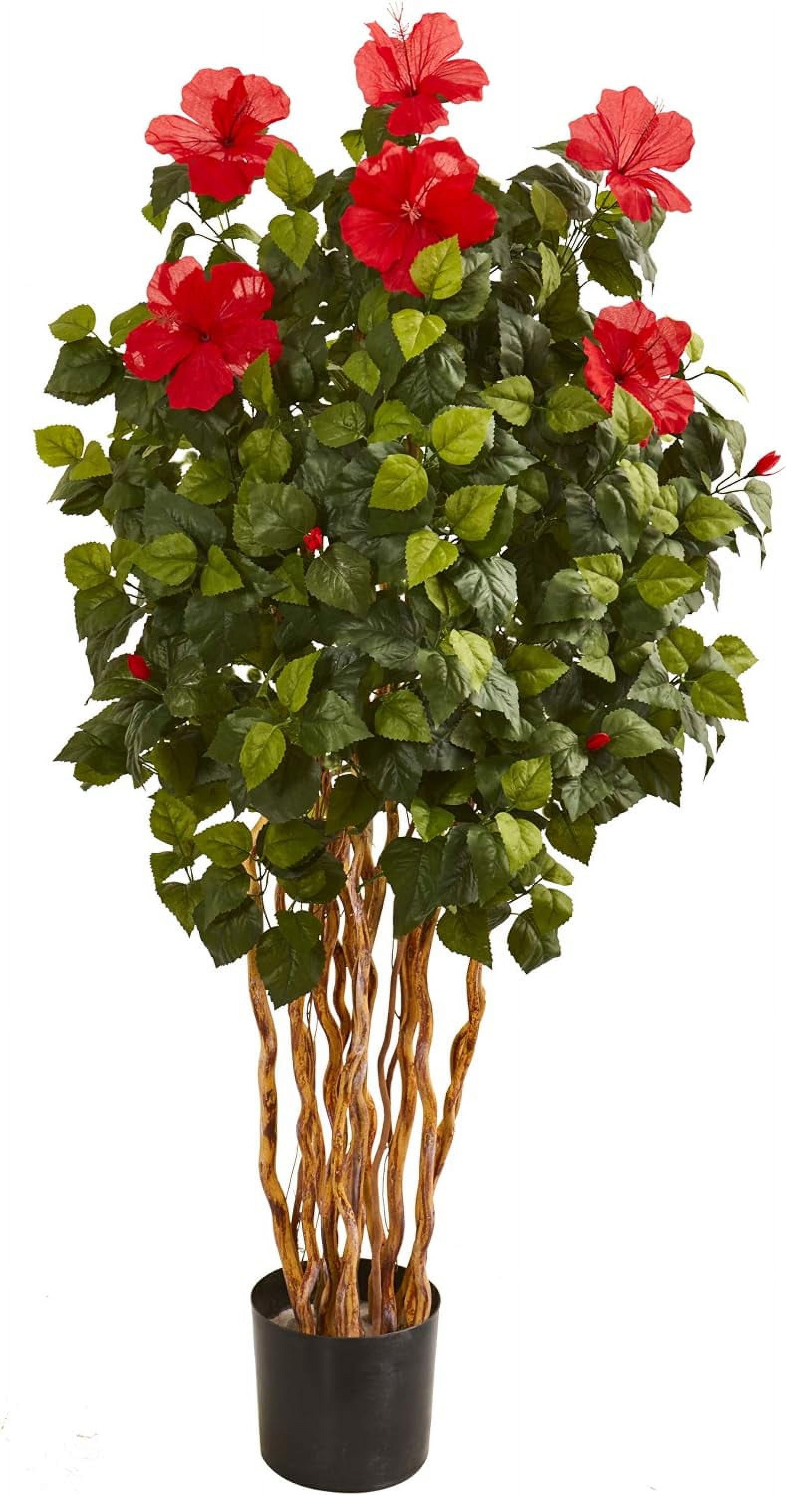 Hibiscus Artificial Silk Trees, Red/Green