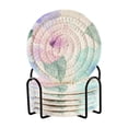 thumbnail image 1 of Hibiscus Blooms 4in Bar Coasters Set of 6 with Storage Rack Durable Heat Resistant, 1 of 7