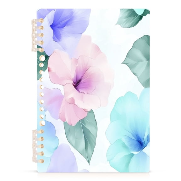 Hibiscus Blooms A5 8.3x5.7in PP Notebook, Adjustable Rings, 60 Sheets, Diary or Journey Note