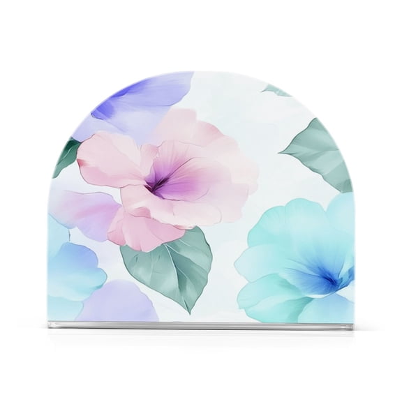Hibiscus Blooms Thick U Shape Acrylic Napkin Holder Non Slip Space Saving for Kitchen