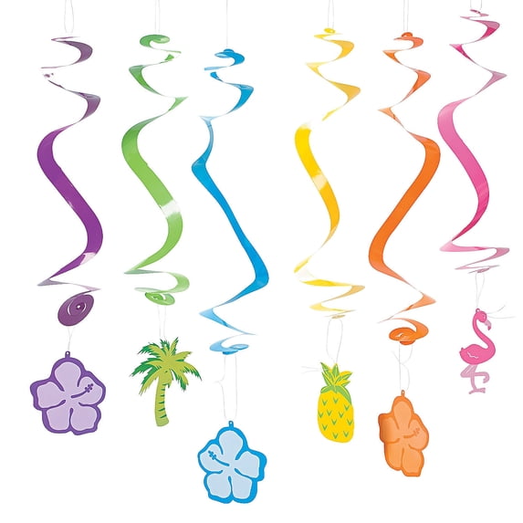 Hibiscus Dangling Swirls - Party Decor - 12 Pieces