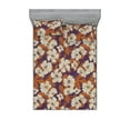 thumbnail image 1 of Hibiscus Fitted Sheet & Pillow Sham Set, Bohemian Exotic Floral Pattern with Silhouettes on Purplish Tone Back, Decorative Printed 3 Piece Bedding Decor, Full, Burnt Orange Eggshell, by Ambesonne, 1 of 2