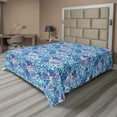 thumbnail image 1 of Ambesonne Hibiscus Flat Bedding Sheet Soft Top Sheet, Simple Exotic Pattern Art, King, Pale Lavender Sea Blue, 1 of 1