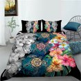 thumbnail image 1 of Hibiscus Floral Duvet Cover Exotic Sea Turtle Bedding Set Microfiber Hawaiian Tribal Polynesian Comforter Cover Single King Size, 1 of 4