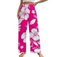 thumbnail image 1 of Hibiscus Floral Pink Pattern Pajamas Leisure Trousers Soft Warm Sleepwear Bottoms Loose Retro Nightwear, 1 of 6