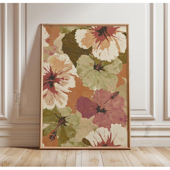 Hibiscus Floral Poster Tropical Flower Wall Art Print Botanical Pattern Design 2