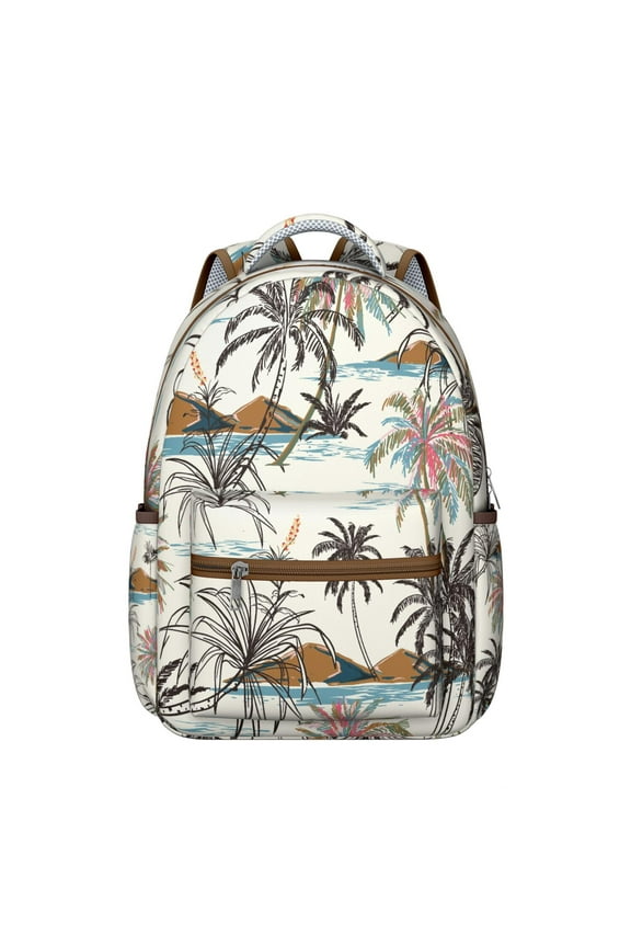 Hibiscus Floral Print Durable Backpack, Adjustable Straps & Padded Back Panel for Spinal Support