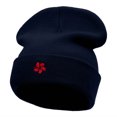 thumbnail image 1 of Hibiscus Flower Embroidered 12 Inch Long Knitted Beanie - Navy OSFM, 1 of 5