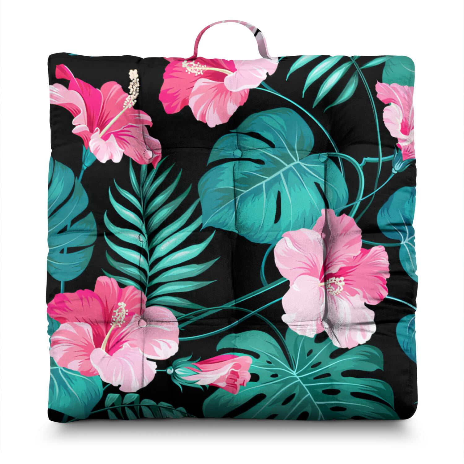 Hibiscus Flower Floor Pillow – 22x22 Inch Large Cushion