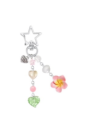 Hibiscus Flower Keychain for Women - Cute Y2K Hawaiian Tropical Flowers Keychains with Star Charm for Summer Beach, Car Keys, Bags & Purse Decor