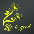 thumbnail image 1 of Hibiscus Flower Life Is Good Decal Sticker | 5.5-Inches By 5.5-Inches | Yellow Vinyl, 1 of 1