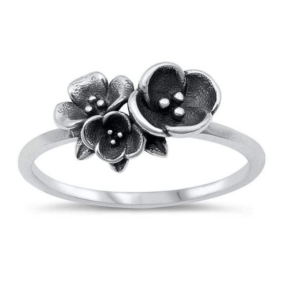 Hibiscus Flower Nature Ring .925 Sterling Silver Band Jewelry Female Male Unisex Size 7