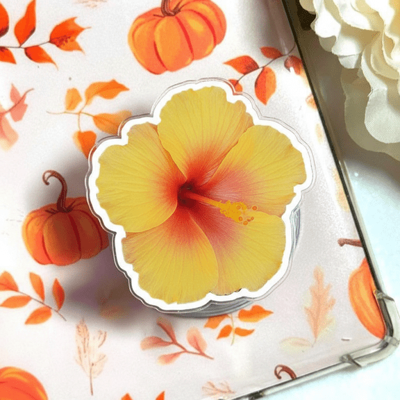 Hibiscus Flower Phone Grip  Tropical Floral Design, Secure Hold, Aesthetic Phone Decor